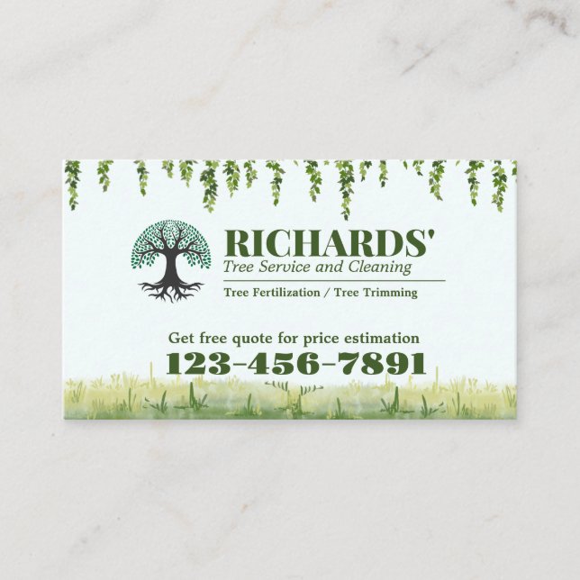 Carte de visite de service d'arbre paysager profes (Devant)