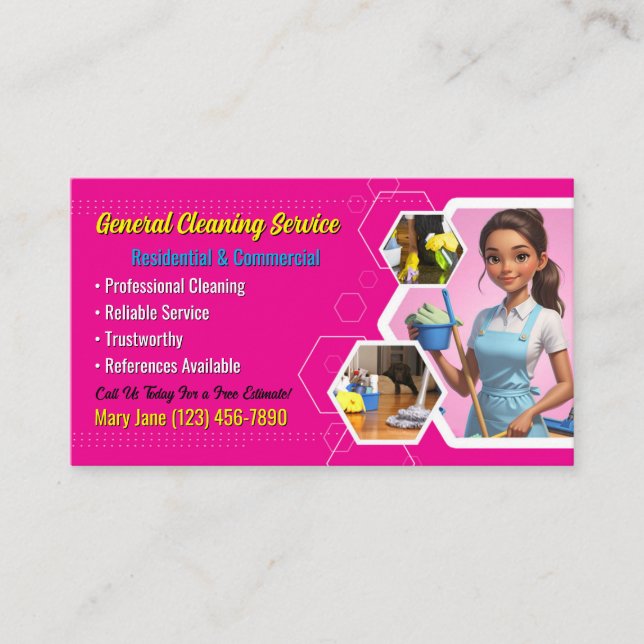 Carte de visite de service de nettoyage (Devant)