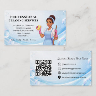 Carte de visite de service de nettoyage bleu moder