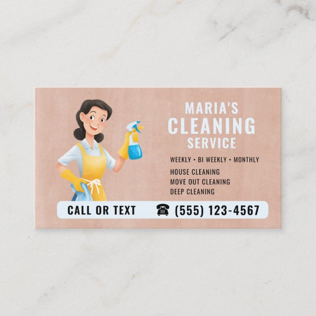 Carte de visite de service de nettoyage Boho (Devant)