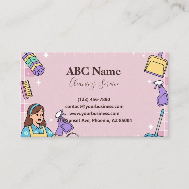 Carte de visite de service de nettoyage de maison  (Devant)