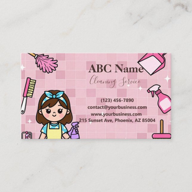 Carte de visite de service de nettoyage de maison  (Devant)