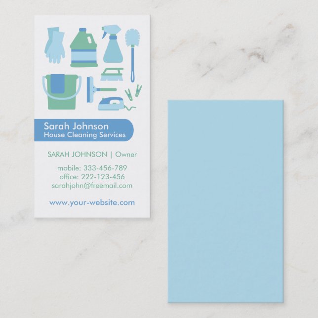 Carte de visite de service de nettoyage Fourniture (Devant / Derrière)