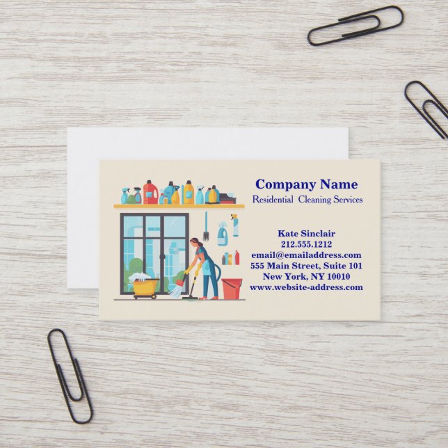 Carte de visite de service de nettoyage profession (Devant/Arrière en situation)