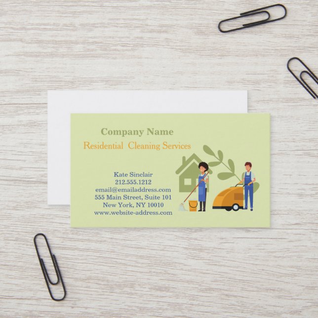 Carte de visite de service de nettoyage profession (Devant/Arrière en situation)