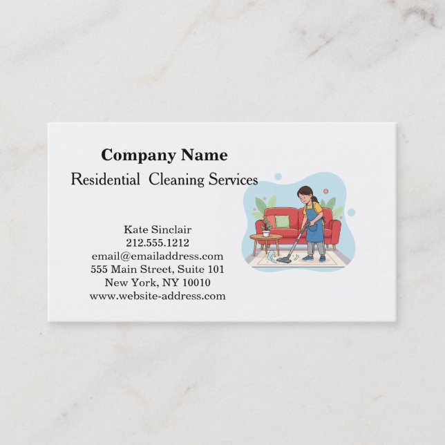 Carte de visite de service de nettoyage profession (Devant)