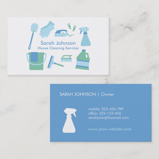 Carte de visite de service de nettoyage profession (Devant / Derrière)