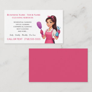 Carte de visite de service de nettoyage rose moder