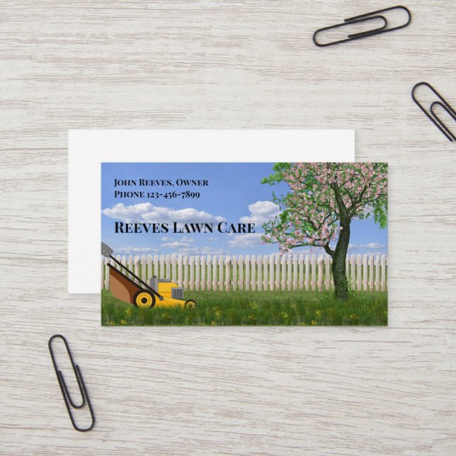 Carte de visite de service d'entretien de pelouse  (Devant/Arrière en situation)