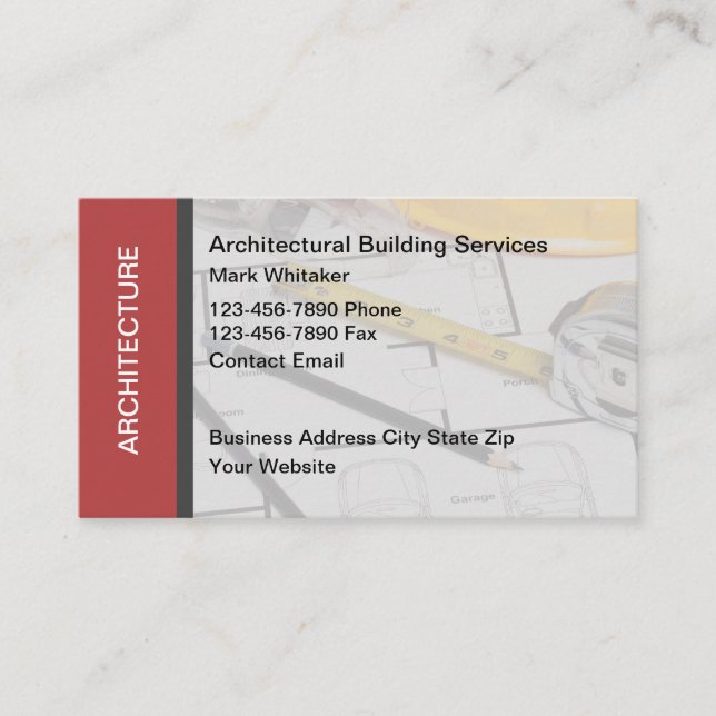 Carte de visite de services de bâtiments architect (Devant)