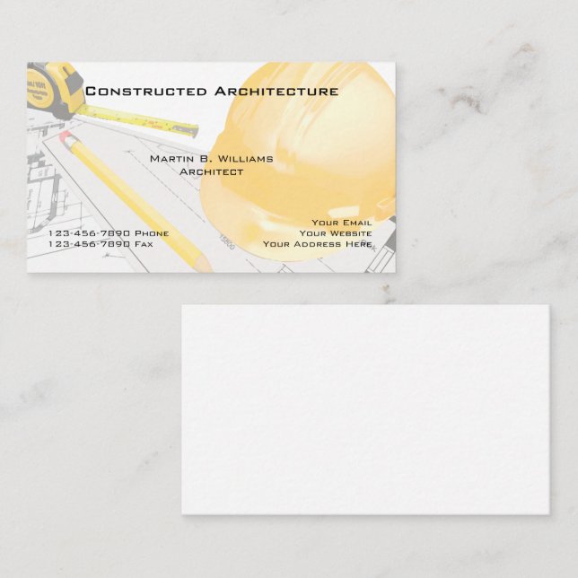 Carte de visite de services de construction d'arch (Devant / Derrière)