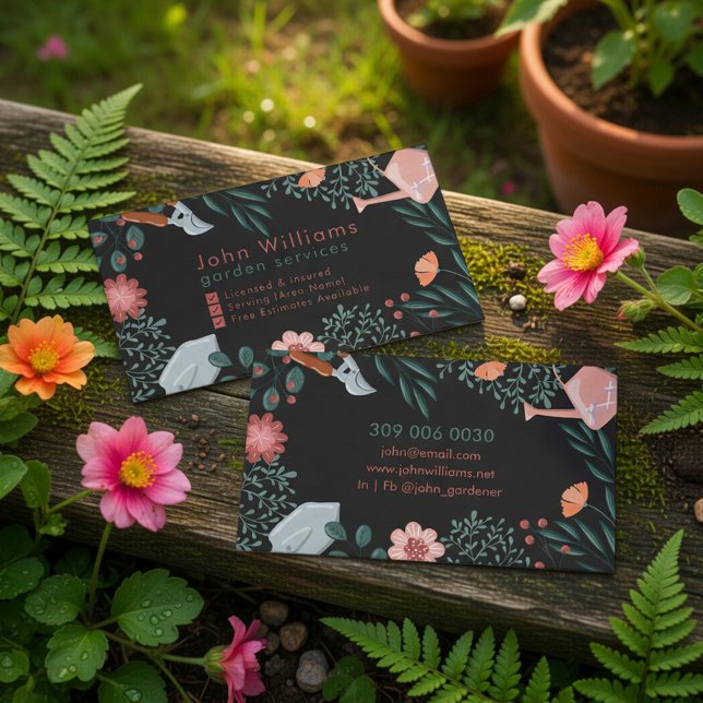 Carte de visite de services de jardin floral (Créateur téléchargé)