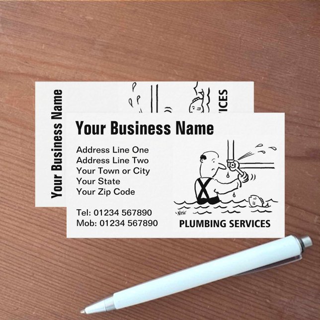 Carte de visite de services de plomberie dessin an (Créateur téléchargé)