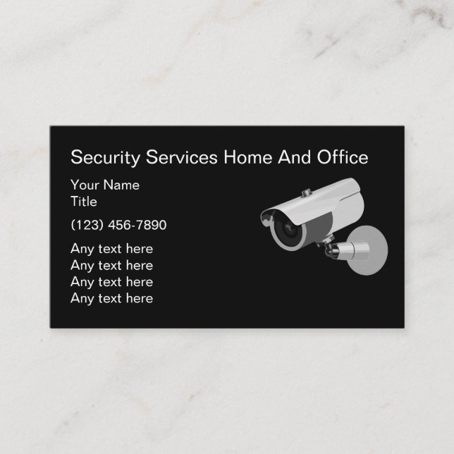 Carte de visite de services de sécurité avec camér (Devant)