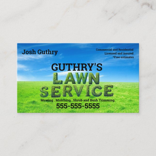 Carte de visite de Shrubs Bliss Lawn Service (Devant)