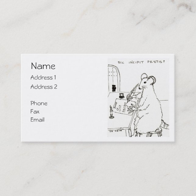 Carte de visite de sic Incipit Pestis (Devant)