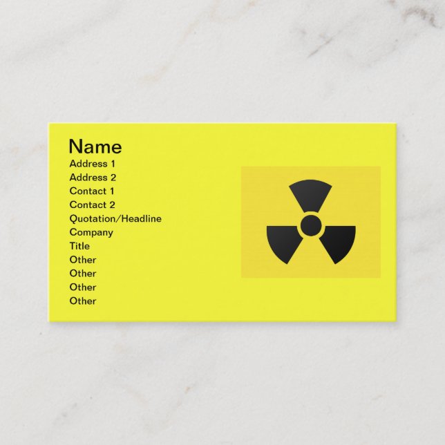 Carte de visite de signes radioactif (Devant)