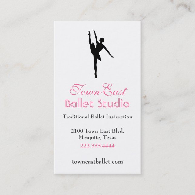 Carte de visite de silhouette de ballet (Devant)