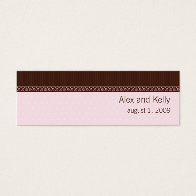 Carte de visite de site Web Mariage rose et Brown (Devant)