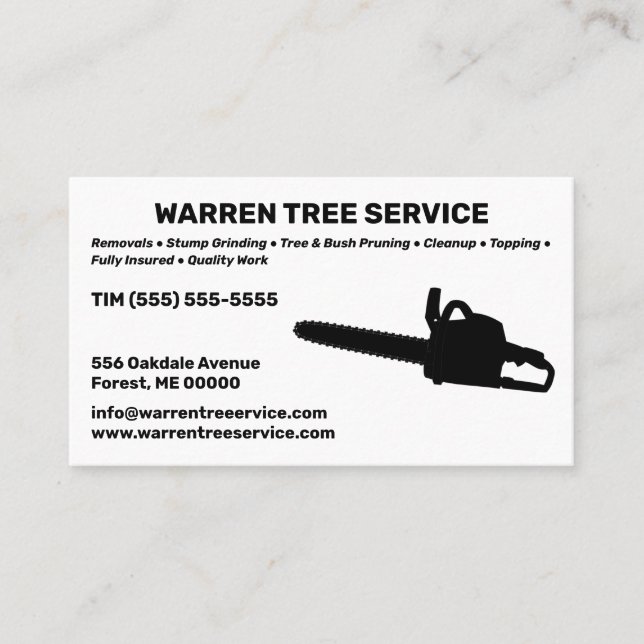 Carte de visite de société Tree Service (Devant)
