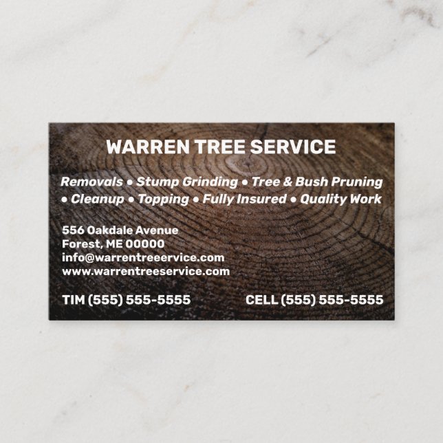 Carte de visite de société Tree Service (Devant)