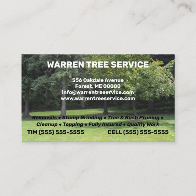 Carte de visite de société Tree Service (Devant)