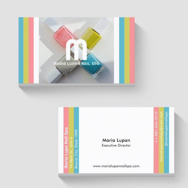 Carte de visite de Spa à ongles polonais à quatre  (Créateur téléchargé)