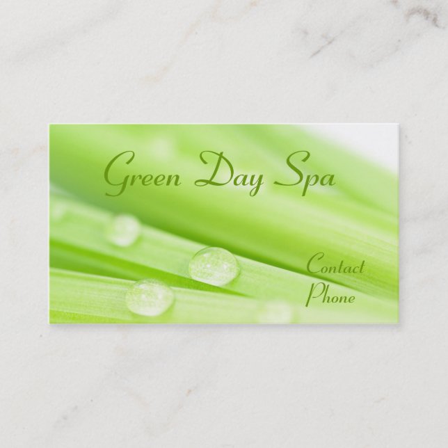 Carte de visite de spa de Green Day (Devant)