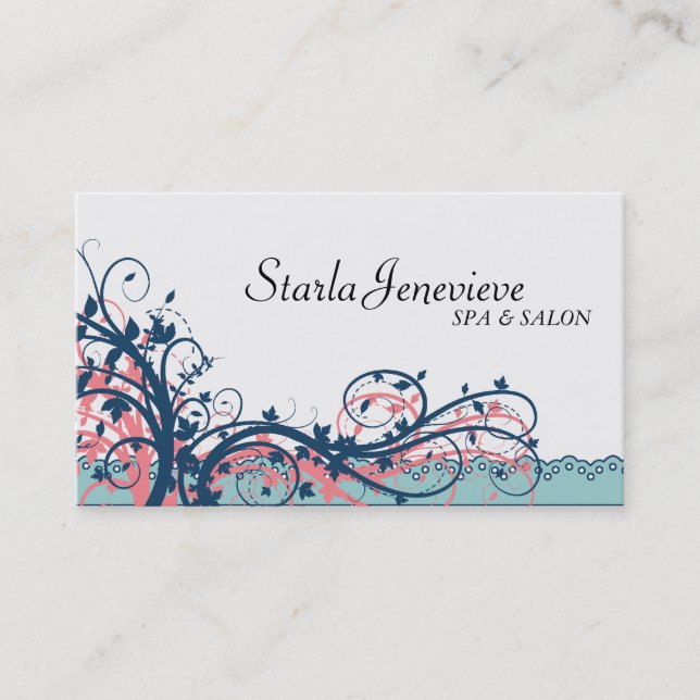 Carte de visite de spa et de salon - floral (Devant)