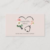 Carte de visite de stéthoscope Doula Floral