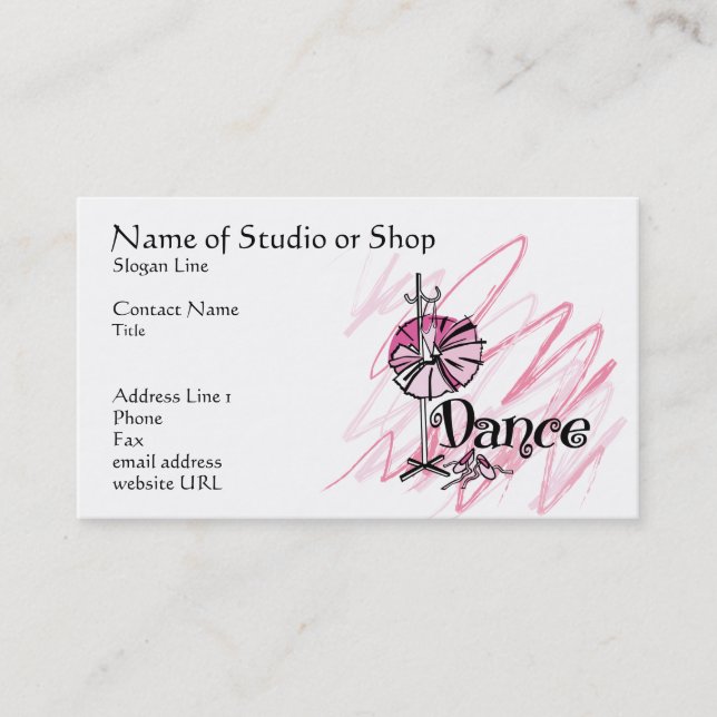 Carte de visite de studio de danse ou de magasin (Devant)