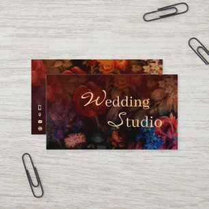 Carte de visite de studio de mariage floral sombre