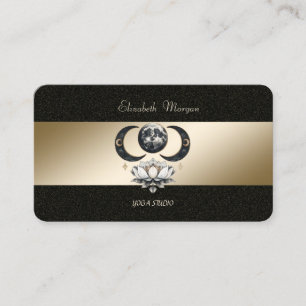 Carte de visite de studio de yoga Moon Lotus Gold
