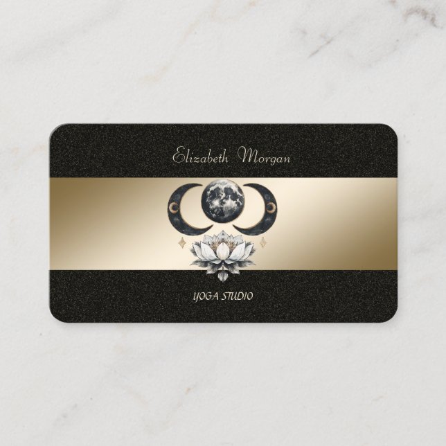 Carte de visite de studio de yoga Moon Lotus Gold  (Devant)