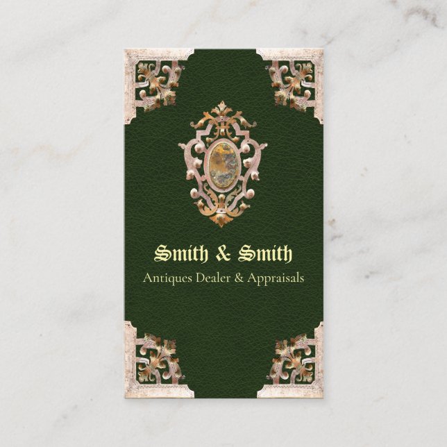 Carte de visite de style antique Renaissance (vert (Devant)
