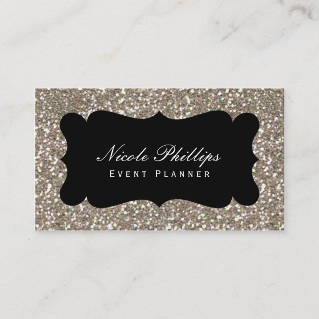 Carte de visite de style chic glamour avec paillet (Devant)