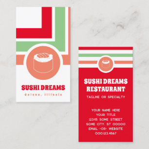 Carte de visite de sushi chic rayé