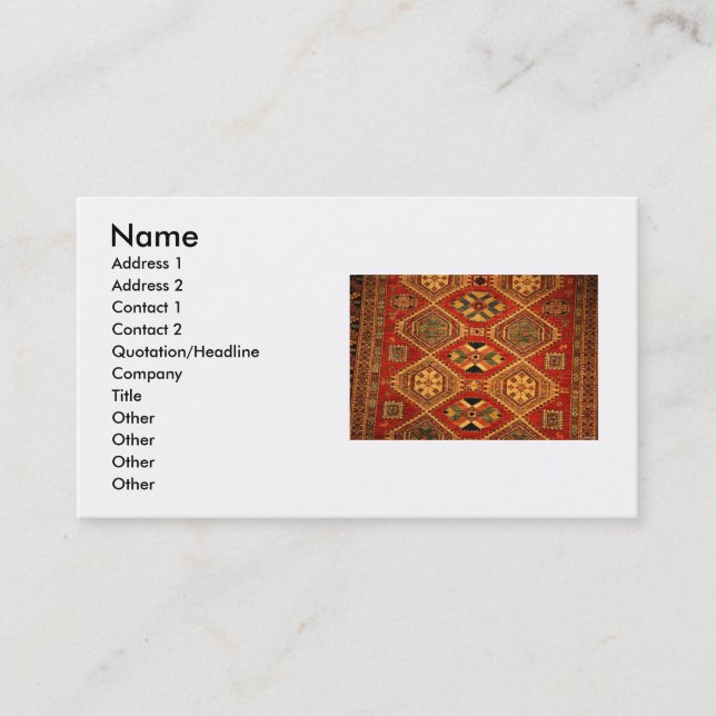Carte de visite de tapis (Devant)