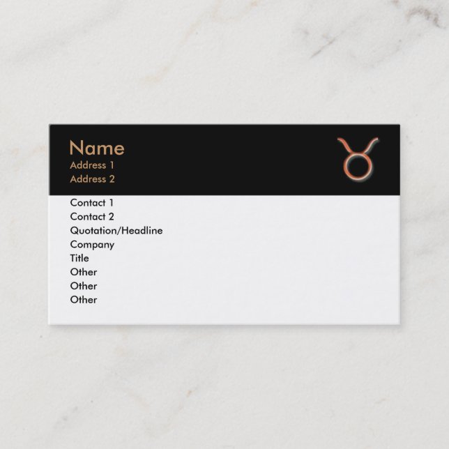 Carte de visite de Taurus (Devant)