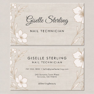 Carte de visite de technicienne en onglerie en lin