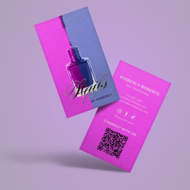 Carte de visite de technicienne en onglerie Rose M (Créateur téléchargé)