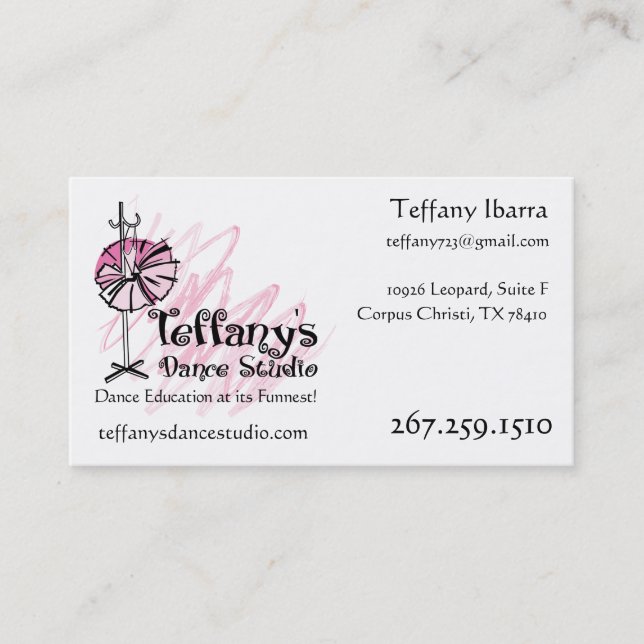 Carte de visite de Teffany's Dance Studio - Sur me (Devant)