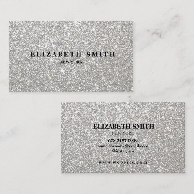 Carte de visite de texture Parties scintillant arg (Devant / Derrière)