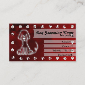 Carte de visite de toilettage de chien [rouge]