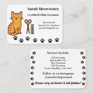 Carte de visite de toiletteur de chats personnalis