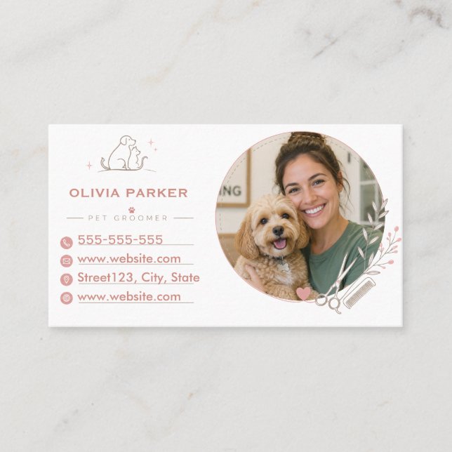 Carte de visite de toiletteur pour animaux de comp (Devant)
