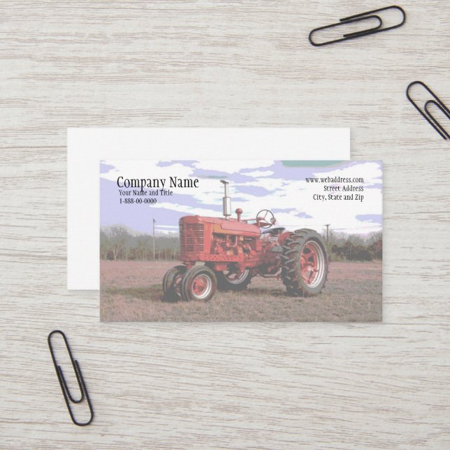 Carte de visite de tracteur (Devant/Arrière en situation)