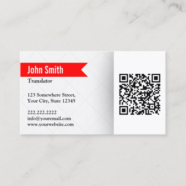 Carte de visite de traducteur de code QR Étiquette (Devant)