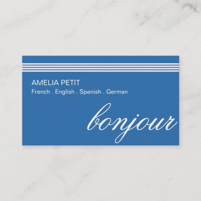 Carte de visite de traducteur d'interprètes profes (Devant)