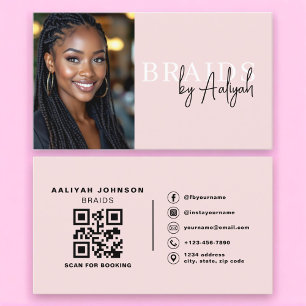 Carte de visite de tresseuse avec photo et code QR